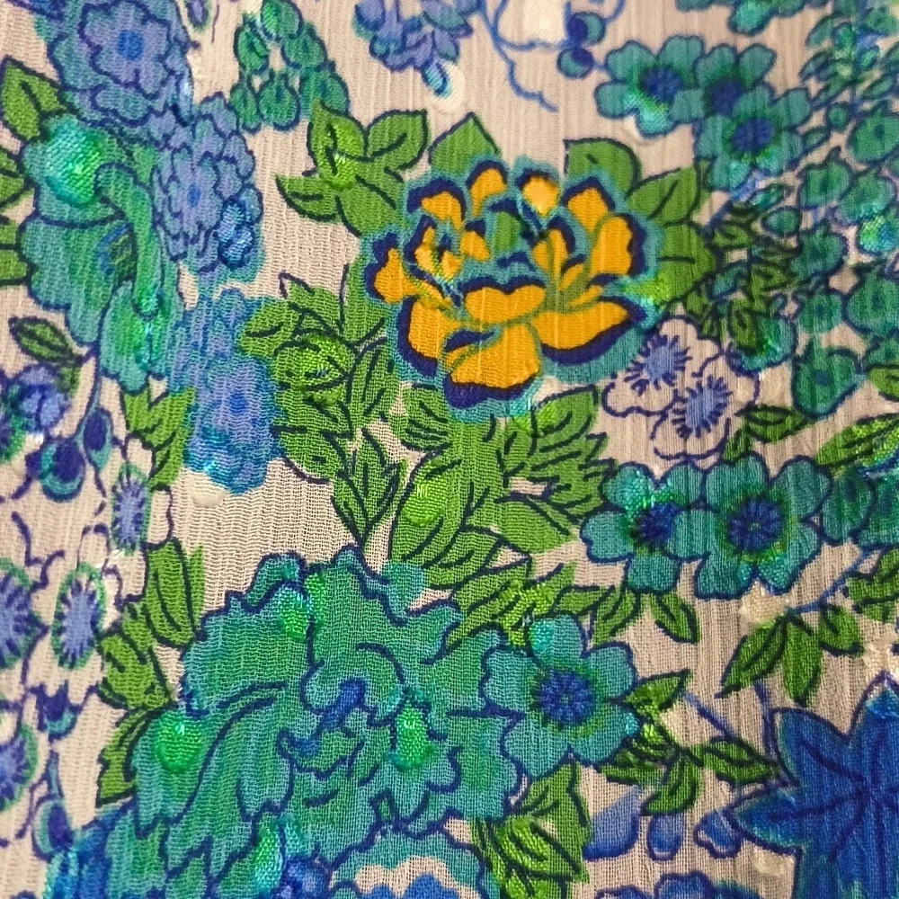 Joie Floral Blue and Green Women's Top Garden Party Brunch Career Large Vacation - Picture 12 of 15
